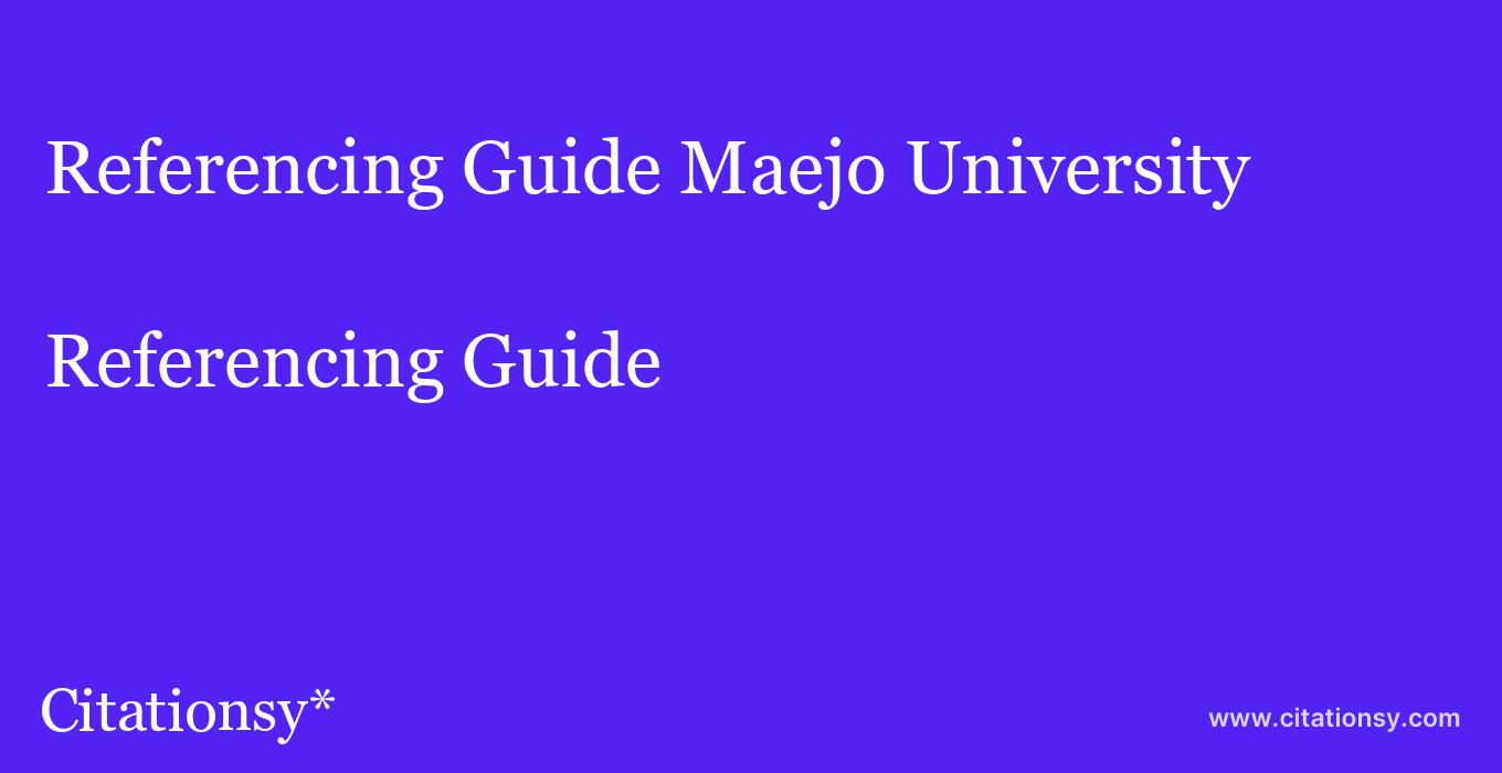 Referencing Guide: Maejo University